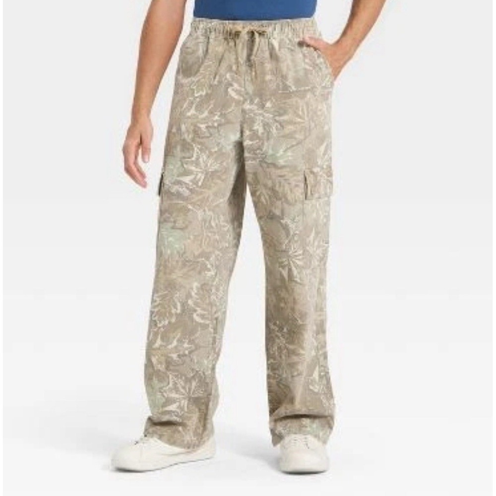 Original Use Men's Camo Print Baggy Utility Pants Size XL Brown Camo Drawstring